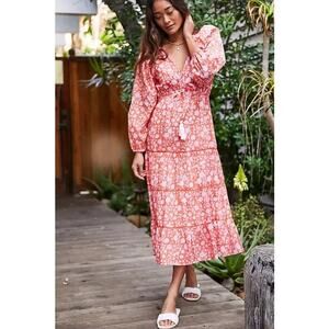 Mer St. Barth Odette Floral Print Cotton Midi Dress